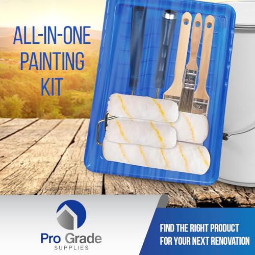 Pro Grade Paint Roller Kit, Brush & Roller,10 Piece Set, Wall Painting Naps for Professionals & Homeowners - All Paints & Stains, Washable, Reusable, Easy to Clean, Superior Absorbency. - size: 10 Piece Set