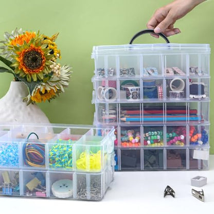 SGHUO 7-Tier Stackable Storage Container Box with 70 Compartments, Plastic Organizer Box for Arts and Crafts, Toy, Fuse Beads, Washi Tapes, Sewing Supplies - style: 7 tier