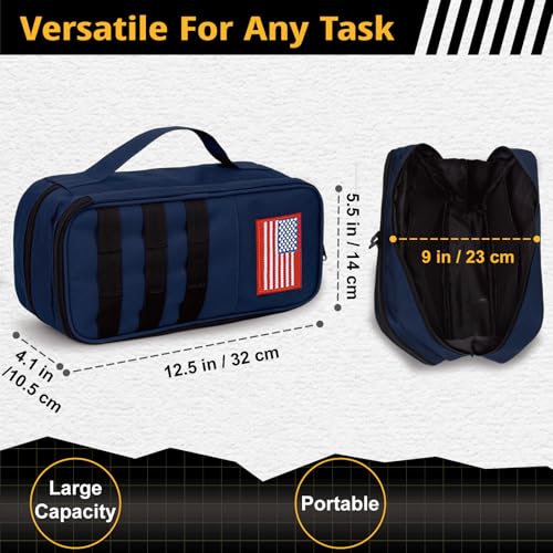 Tactical Tool Bag for Men,Wide Mouth Tool Pouch with Water-Resistant, Multi-purpose Range Bags with Zipper Handle,Heavy Duty Small Tool box organizer for Repairman, Carpenters, Handyman - color: Blue