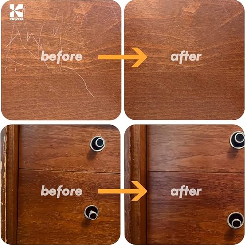 Katzco Set of 34 Wood Markers Furniture Repair Kit - Wood Scratch Repair Markers and Wax Sticks with Sharpener - for Stains, Scratches, Floors, Tables, Desks, Carpenters, Bedposts, Cover-Ups