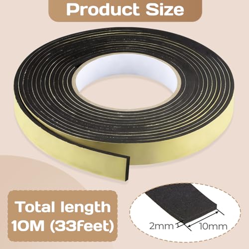 Foam Insulation Tape 0.08'' x 0.39" x 33Ft Density Foam Adhesive Soundproofing Waterproofing Weather Sealin Car Speaker Sealing Tape Weather Stripping Door Seal (33Ft x 0.08'' x 0.39") - color: 33Ft x 0.08'' x 0.39"