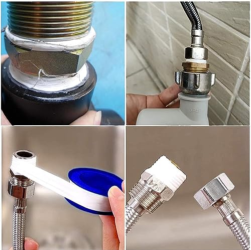 2 Rolls 1/2 Inch(W) X 520 Inches(L) Teflon Plumbers Tape 5.5 Mil Pipe Sealing & Plumbing Thread Tape,PTFE Water Sealant Seal for Shower Head,White - color: 2 Rolls