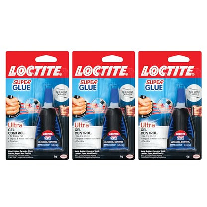 Loctite Super Glue Ultra Gel Control, Clear, 0.14 fl oz Bottle, 3 Pack - Superglue for Plastic, Wood, Metal, Crafts & Repair, Cyanoacrylate Adhesive Instant Glue, Quick Dry - size: 3 Pack, style: Ultra Gel Control