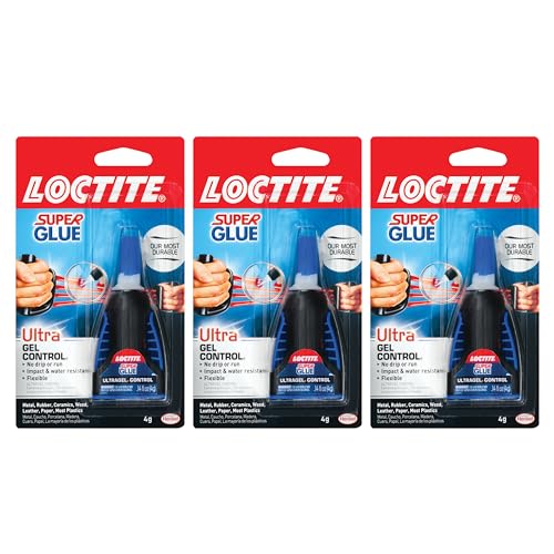 Loctite Super Glue Ultra Gel Control, Clear, 0.14 fl oz Bottle, 3 Pack - Superglue for Plastic, Wood, Metal, Crafts & Repair, Cyanoacrylate Adhesive Instant Glue, Quick Dry - size: 3 Pack, style: Ultra Gel Control