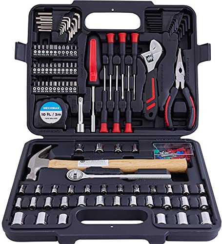 MECHMAX 149-Piece Tool Kit, Home & Auto Repair Hand Tool Set with Hammer, Socket Wrench, Pliers & Storage Case. Essential DIY Mechanics Set for Household, Apartment, Dorm & A Gift - style: 149 Piece