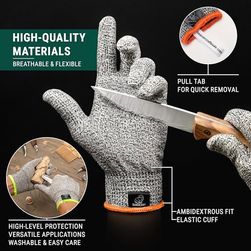 BeaverCraft Wood Carving Gloves CRG - Cutting Cut Resistant Gloves Level 5 for Whittling, Woodworking, Food Prep - color: Medium