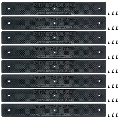 Myard Stair Treads 16"x2" with Screws Down Strip for Safety Stair Step Staircase Increase Safety on Slippery Stairs, Non-Slip, Footgrip, Antislip Strip, Slip Resistant, Decks, Stairs (8, Black) - color: Black, size: 16"x2" (Standard)