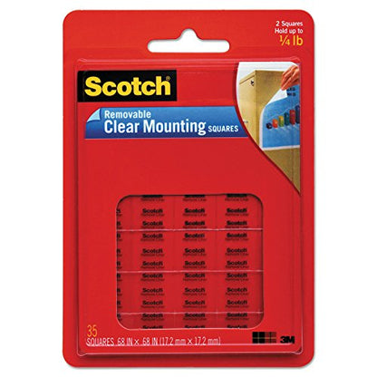 Scotch(R) Removable Wall Mounting Tabs, 11/16in. x 11/16in, Clear, Box of 35 - size: 1 Count (Pack of 1)