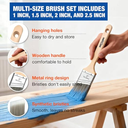 28 Pcs Paint Tray Set, Paint Brush for Wall, Paint Tray, 9" & 4" Paint Roller Covers with Roller Frame, Stainless Steel Pole, House Painting Supplies for Painting Walls, Ceilings, Trim - color: 28 Pack, 9" Paint Trays