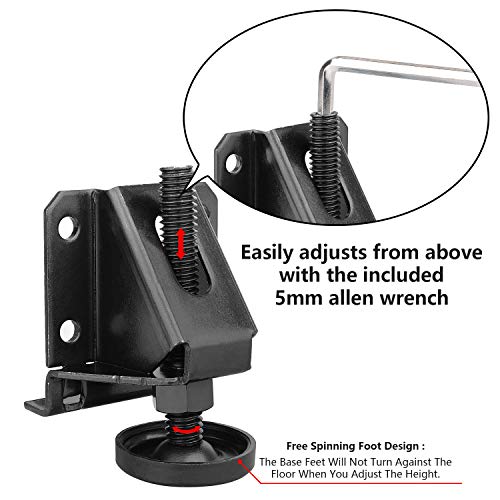 Anwenk Leveling Feet Heavy Duty Furniture Levelers Adjustable Table Leg Leveler w/Lock Nuts for Furniture,Table, Cabinets, Workbench,Shelving Units and More (8) - color: Heavy Duty Furniture Levelers Black 8p