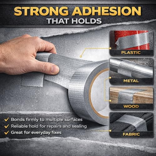 Silver Duct Tape Heavy Duty, 3 Pack 90 Yd Total, Waterproof Strong Adhesive Tape, 8.26 Mil Thick, Multi Purpose for Repairs, Sealing & Outdoor Use