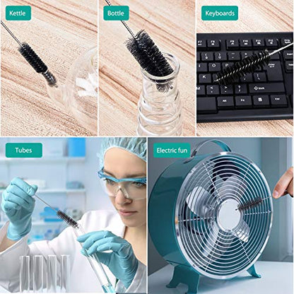 CiaraQ Bottle Cleaning Brushes, 8 Inch Nylon Tube Brush Set, Cleaner for Narrow Neck Bottles Cups with Hook, Set of 10pcs - color: Black, size: 8.0 Inch (10pcs)