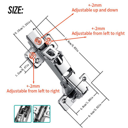 BADALU 165 Degree Kitchen Cabinet Hinges (1 Pair, 2 PCS) Concealed Hydraulic Adjustable Mounting, Soft Closing Nickel-Plated Steel Buffer Dampers for Frameless Cabinet Doors(Fixed Full Overlay) - style: 165 Degree Full Overlay 2pcs