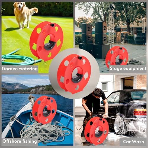 Homeon Wheels Heavy Duty Impact Resistant Plastic Extension Cord Storage Reel Durable & Safe, Lightweight & Portable, Ideal for Outdoor Projects & DIY Maintenance 100 Feet RED - style: Cord reel