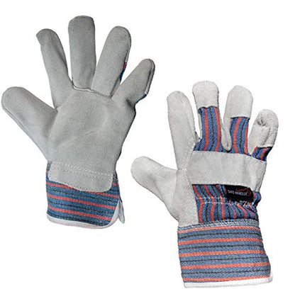 SAFE HANDLER Work Leather Gloves with Cool Cotton Lined Backing Lightweight & Versatile Split Leather Safety Cuff Work Gloves