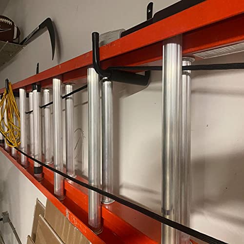 12.7 Inch Heavy Duty Large Tool Hanger, 4 Pack Wall Mounted Garage Storage Hooks, Indoor Black + Red 12.7Inches x 9.2Inches
