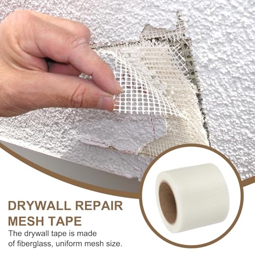 PATIKIL Drywall Repair Mesh Tape, 4 inch x 82 ft Fiberglass Repair Patch Self-Adhesive Dry Wall Joint Tape 9 Mesh Wall Hole Crack and Seam Patch, White - size: 4 Inch X 82 Feet