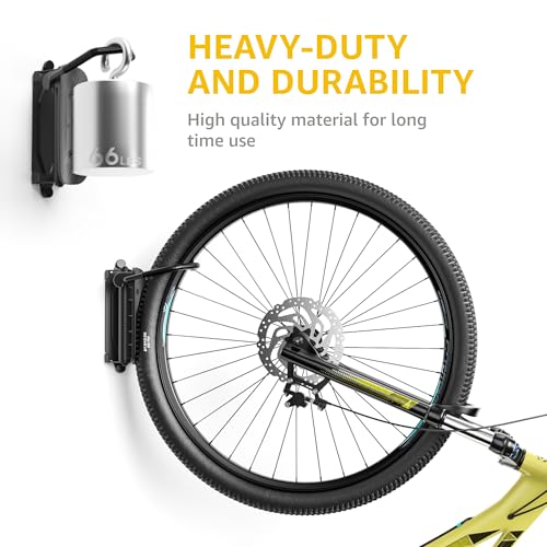monTEK Swivel Bike Wall Mount, Bike Hangers for Garage, Space-Saving Vertical Bike Rack, Sturdy Bike Storage Rack Holds Up to 66lbs, Easy to Install, 2 Pack - size: 2 Pack