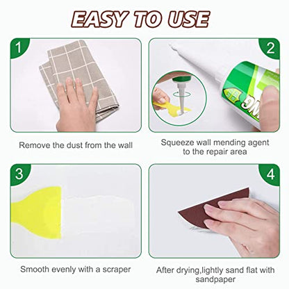Drywall Repair Kit, 2 Pcs Spackle Wall Repair Patch Kit, Wall Mending Agent Quick and Wall Surface Hole Fill Quick and Easy Solution (2 Pack) - color: 2 Pack