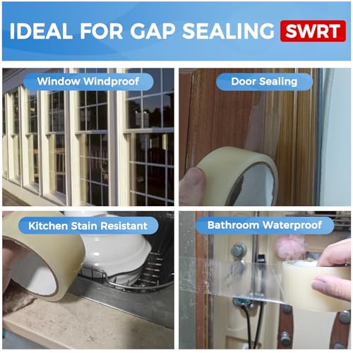 SWRT 2 Pack 2”x 30 YD 8 Mil Heavy Duty Transparent Window Weather Sealing Tape, No Residue Window Insulation for Winter, Preventing Cold Air Loss in Summer Door and Window Seal Kit - size: 2" x 30Yds 2PK