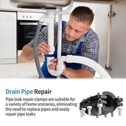 Pipe Repair Clamp Leak Sealer, 3/4 Inch Water Pipe Clamp Repair Kit, for Emergency Pipe Repair of OD 20MM Plastic and Metal Pipes