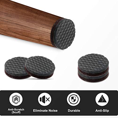 Yelanon Non Slip Furniture Pads - 48 pcs 1" Felt & EVA Furniture Grippers, Black, Round, Anti Slide Hardwood Floor Protector - size: 48pcs 1" Round