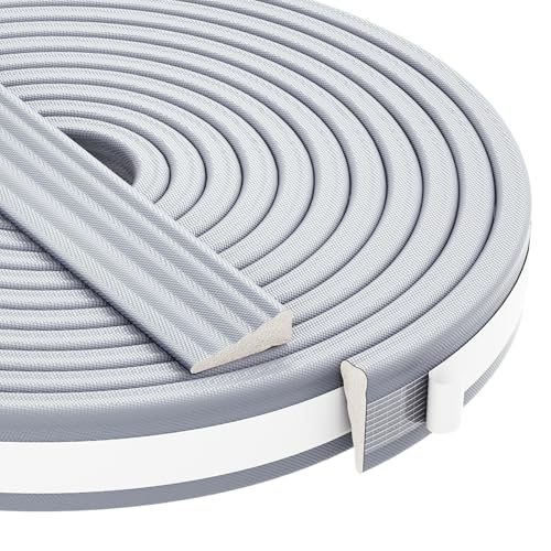 QDiShi 196" Wedge-Shape Weather Stripping Door Seal Weatherproof Foam Seals Self Adhesive Insulation Anti-Collision Strip Soundproofing Frame Insulation Tape Fits 0.13-0.31" Gaps(Grey) - color: Gray