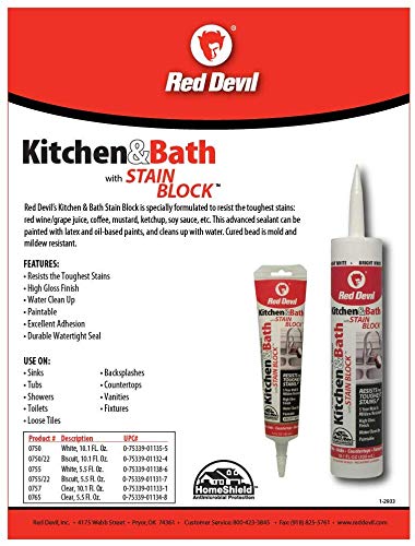Red Devil 0757 Kitchen & Bath Stain Block Sealant, 12-Pack, Clear, 12 Pack - color: Clear, size: 12 Pack, style: 10.1 oz.