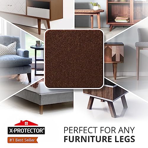 X-PROTECTOR Felt Furniture Pads - 32 PCS 1 1/2" Floor Protectors for Chair and Furniture Feet - Protect Your Hardwood Floors! (Brown, Square) - size: 1 1/2" 32 Brown, Square
