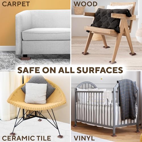 4pcs Non Slip Furniture Pads - Furniture Cups to Prevent Sliding for Couch, Bed, Chair - Premium 2x2 Anti Skid Stoppers for Hardwood, Tile Floors - Perfect Coasters That Fit Any Feet Shape (Brown) - size: Brown 2" x 2"