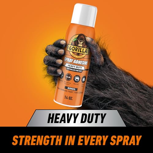 Gorilla Heavy Duty Spray Adhesive, Clear Glue, 14 Ounce (Pack of 1) - All Purpose with Comfort Nozzle for Indoor or Outdoor - size: 1 - Pack