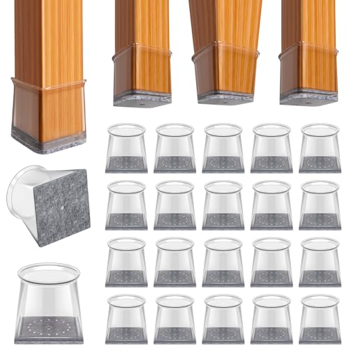 BUMACO Chair Leg Floor Protectors Square Chair Leg Protectors for Hardwood Floors Silicone Pads Covers to Protect Floors Clear-20 Pcs Square S (3/4" to 1-1/16") - color: Clear-20 Pcs, size: Square S