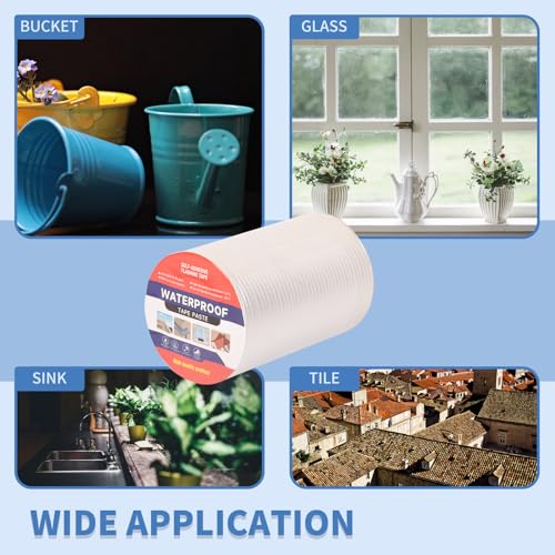 8" W X 32.8'L Waterproof Tape for Leaks Aluminum Butyl Tape with Adhesive for RV Repair, Glass Repairs, Air Mattress Patch, Window Caulking, Boat Sealing, Roof Patching - size: 8in X 32.8ft