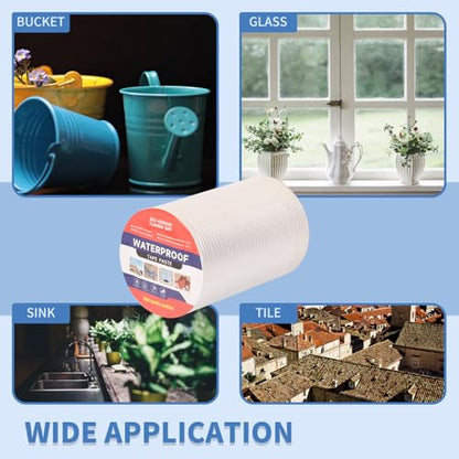 8" W X 32.8'L Waterproof Tape for Leaks Aluminum Butyl Tape with Adhesive for RV Repair, Glass Repairs, Air Mattress Patch, Window Caulking, Boat Sealing, Roof Patching - size: 8in X 32.8ft