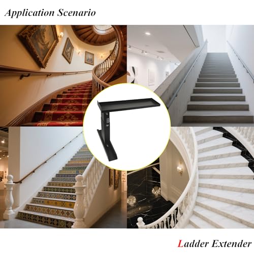Heavy-Duty Ladder Extender Pro, High Strength Ladder Stabilizer for Stairs, Non-Slip Foldable Ladders Extension Black (ZALD-S01)