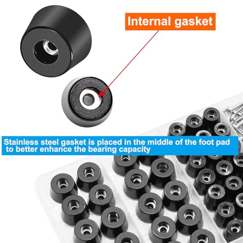 132Pcs Rubber Feet for Cutting Board with Stainless Washer Screws Assortment Kit,2 Sizes (0.6inch, 0.8inch),Non Slip Rubber Bumper Feet for Furniture, Cabinets, Electronics - size: 132pcs - 2 size