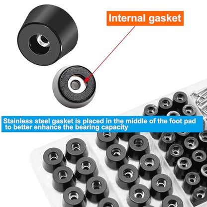 132Pcs Rubber Feet for Cutting Board with Stainless Washer Screws Assortment Kit,2 Sizes (0.6inch, 0.8inch),Non Slip Rubber Bumper Feet for Furniture, Cabinets, Electronics - size: 132pcs - 2 size