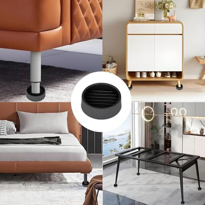 8 Pcs 1.5 x 1.5 Round Non Slip Furniture Pads, Rubber Caster Cups to Prevent Furnitures Feet from Sliding, Anti-Slip Gripper, Floor Protectors for Bed Couch Leg Stoppers (Black)