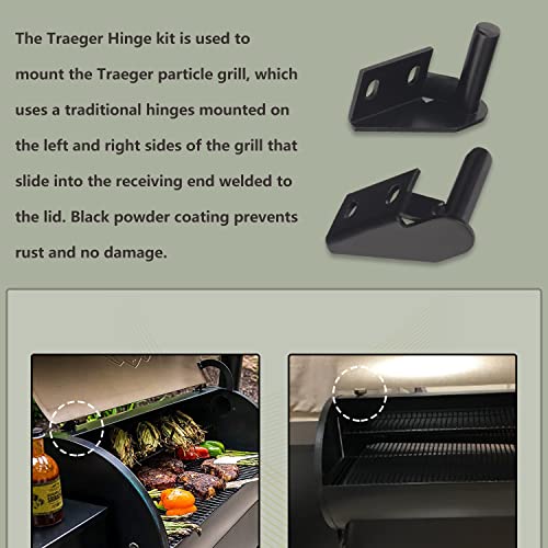 Lid Hinge Kit 1 x Left Side & 1 x Right Side Hinge Compatible with Many Traeg-er Grills Models Hinges, for Traeger Lid Hinge Kit Included Installation Hardware (KIT0001)