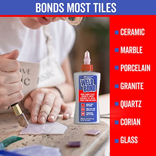 Weldbond Multi-Surface Strong Glue – Fast Drying Glue for Wood, Tile, Ceramic, Pottery, Glass & More – Heavy Duty Adhesive for Mosaic, Crafts, Wood Working & Repairs – 5.4oz (160ml), 1 Pack - size: 1 Pack