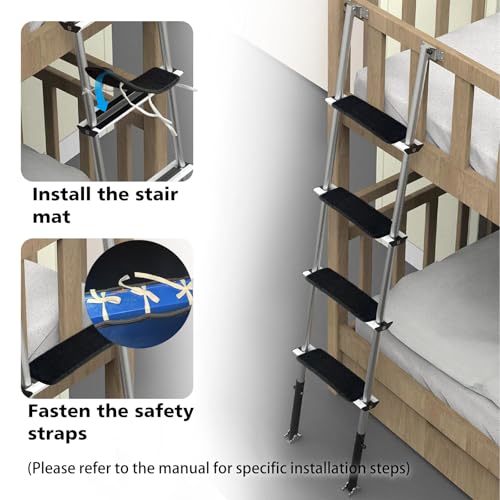 Bunk Bed Ladder Pads- Dual Fixing of Velcro and Straps, Perfect for Ladder for Bunk Bed, Loft Bed with Stairs, and RV Bunk Ladder. It is Soft, Comfortable, Non Slip, and Suitable for Safe Climbing.