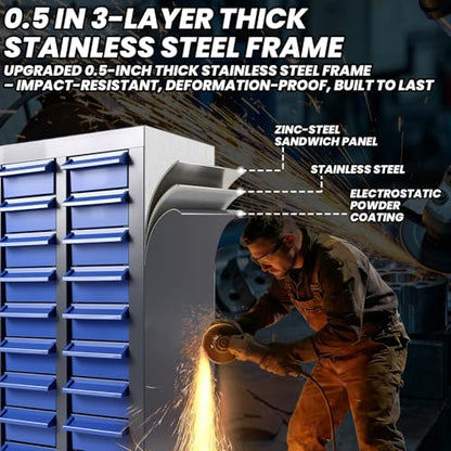40 Drawers Bolt & Nut Tool Storage Cabinet with ABS Material, 25.8” x 8.66” x 24.8” Parts Cabinet with Label Stickers & Shelves, Parts Cabinet for Tool Hardware Storage, Auto Repair Shop (40 Drawer) - size: 40 Drawer