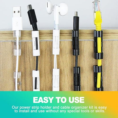 10 Pieces Self Adhesive Power Strip Holder – No-Drill Wall Mount for Surge Protectors & Extension Cords, Home, Office & Kitchen Cable Organizer