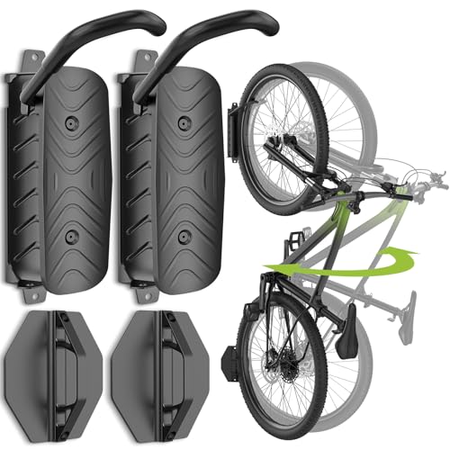 Housolution Swivel Bike Wall Mount [2 Pack], 150° Swivel Vertical Bike Rack Wall Hanger Holds up to 66lbs for Mountain/Road/Hybrid Bikes, Bike Hangers, Bicycle Storage Rack for Garage - color: Black, size: 2Pack