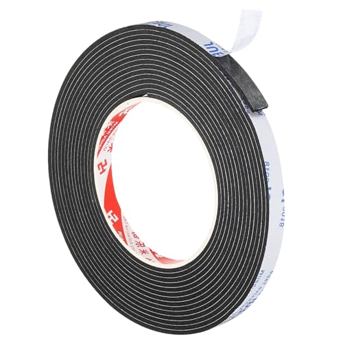 PATIKIL 5m/16.4ft Sealing Foam Tape, 10mm Wide 2mm Thick Single Sided Weather Stripping Door Furniture Seal Strip for Window Pipes Insulation, Black - color: Black, size: 5m*10mm*2mm