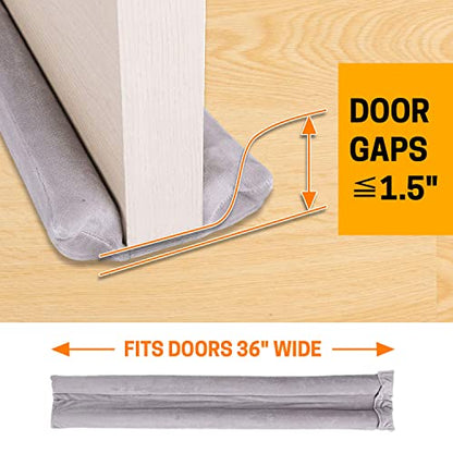 VISEMAN 36 Inch Under Door Stopper-Door Noise Blocker, Double Sided Door Stopper, Machine-Washable - color: Gray