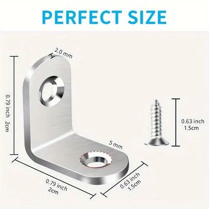 30PCS Heavy-Duty Stainless Steel L-Shaped Brackets Set with Screws - for Wooden Furniture, Tables & Chairs, Silver - color: Silver