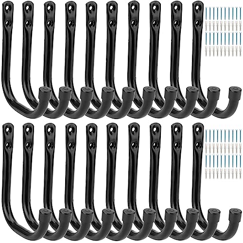 20 Pcs Heavy Duty Garage Storage Utility Hooks, 4.1Inch J Hangers Wall Hooks for Hanging Bikes, Ladders, Cord, Hose, Garden Tools