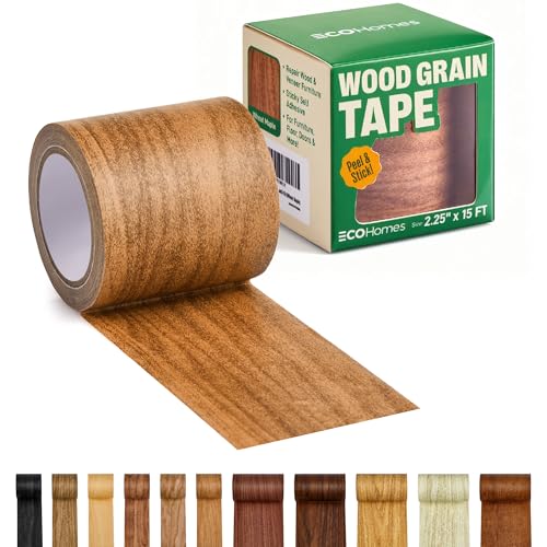 Wood Grain Repair Tape - Self Adhesive Brown Wood Colored Tape for Furniture Repair | Peel & Stick Veneer Strips Trim, Woodgrain Duct Tape for Furniture, Vinyl Floor, Door Patch Kit (Wheat Maple) - color: Wheat Maple, size: 2.25 Inch By 15 Ft