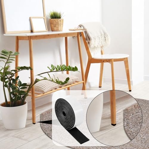 120 X 1 Inch Felt Strips with Adhesive Backing, 2 Rolls Non Slip Felt Tapes Felts Strip for Furniture Pads Furniture Self-Stick Heavy Duty Polyester for Protecting Hardwood Surfaces Floor, Black Beige